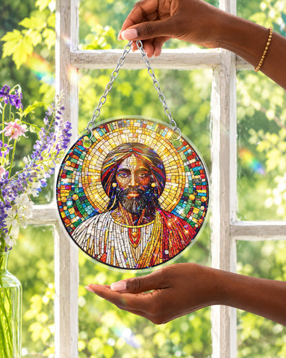 Black Jesus Stained Suncatcher Christian Window Decor