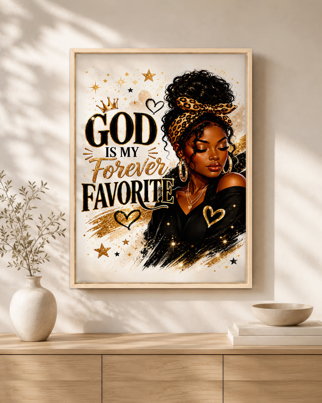 God Is My Forever Favorite Canvas Wall Art - Black Christian Home Decor