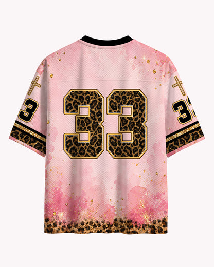 Pink Leopard 33 Football Jersey – Glamorous Glitter Sports Top