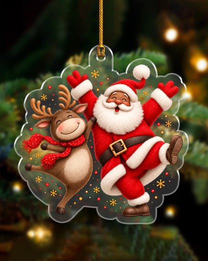 Black Santa Reindeer Christmas Tree Ornament