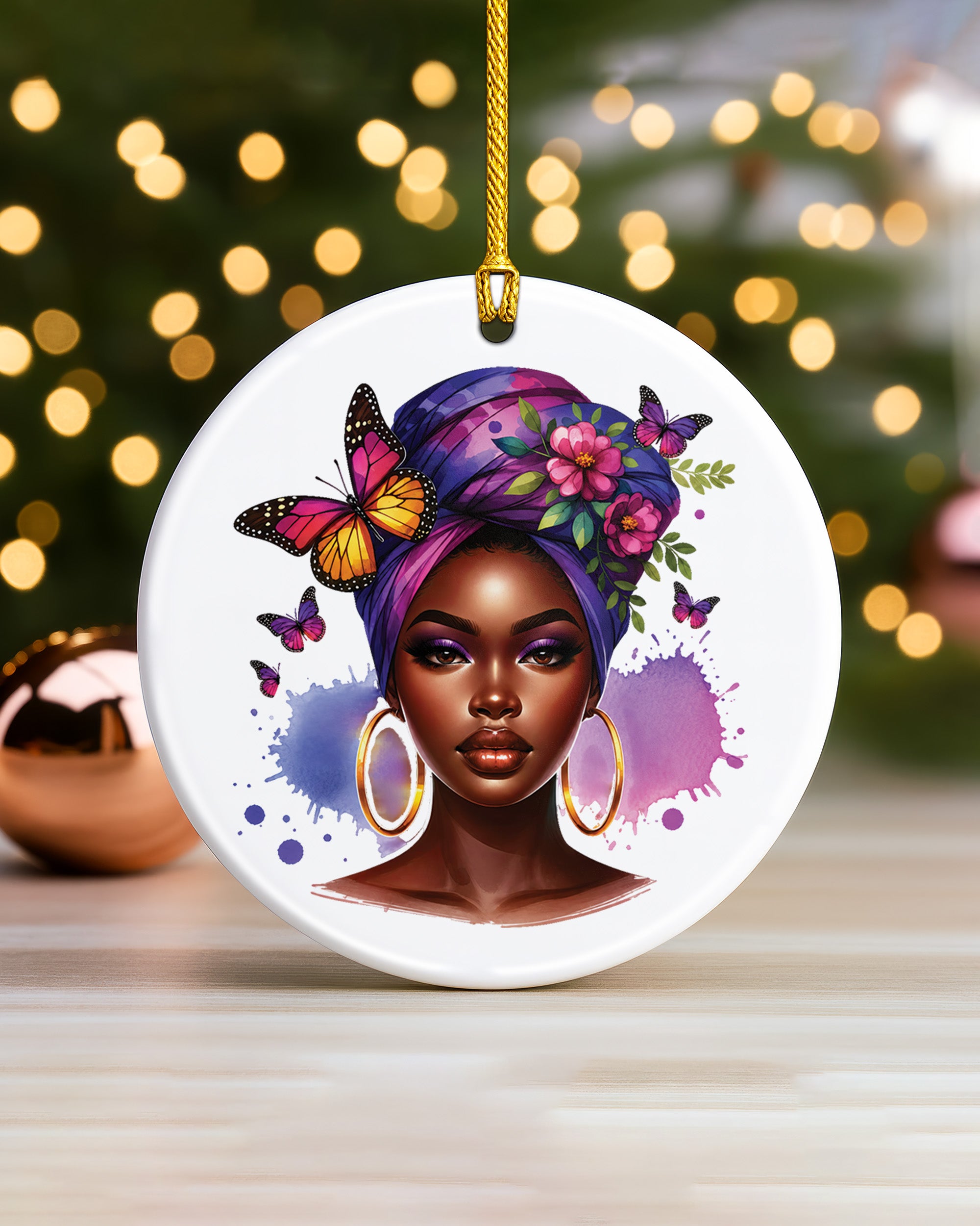 Black Queen Heritage Ornament - African American Woman Christmas Ornament