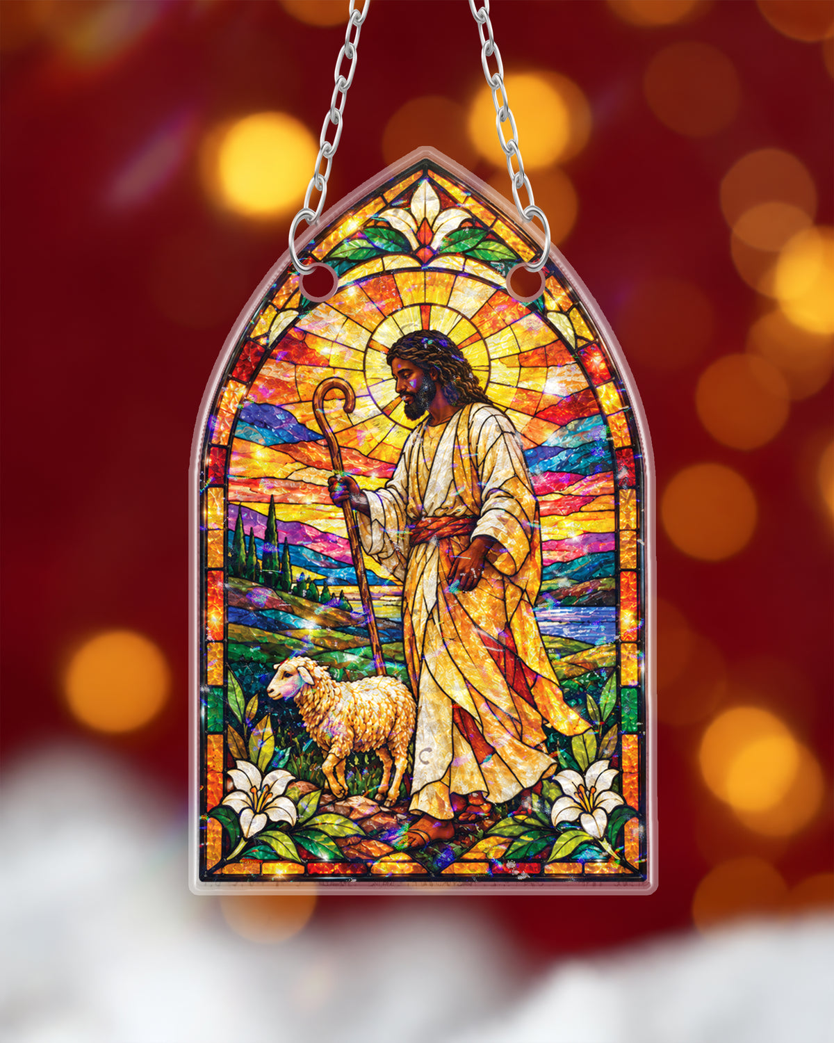 African American Good Shepherd Window Suncatcher