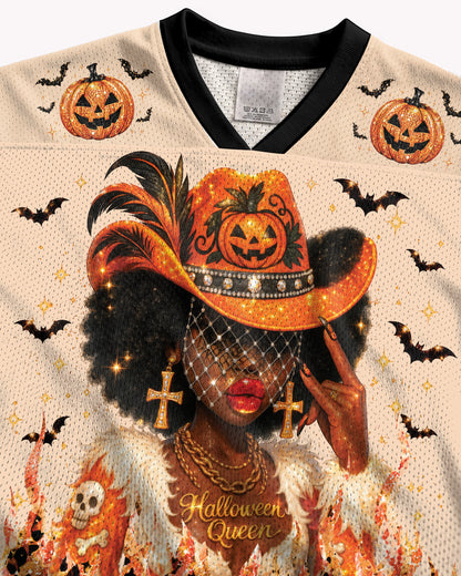 Black Queen Halloween Jersey – Melanin Magic & Pumpkin Vibes