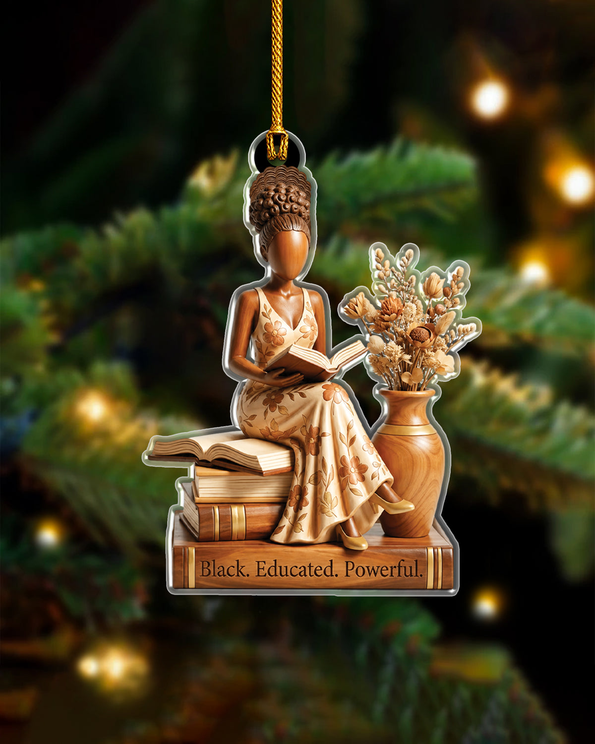Black Educated Powerful Woman Reading Acrylic Ornament