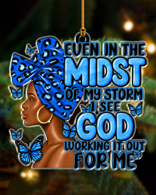 African American Christmas Ornament, Black Woman Faith Acrylic Holiday Decor