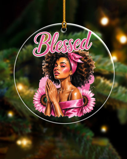 Blessed Black Woman Praying Acrylic Ornament