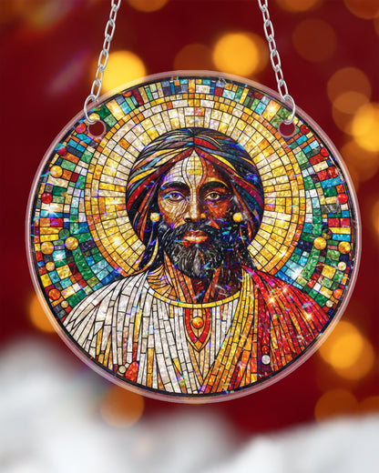 Black Jesus Stained Suncatcher Christian Window Decor