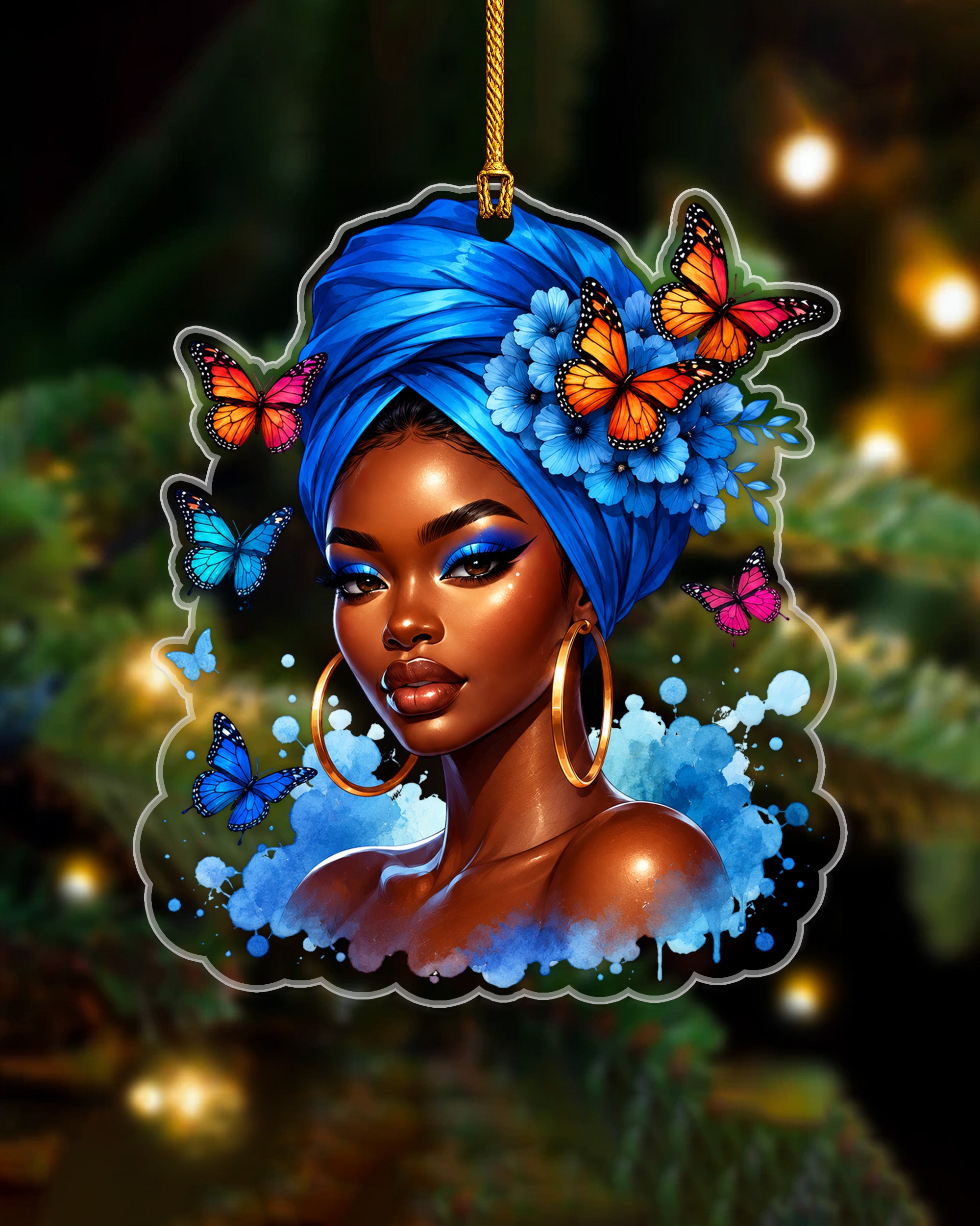 Royal Melanin Ornament - Black Woman Holiday Tree Decor