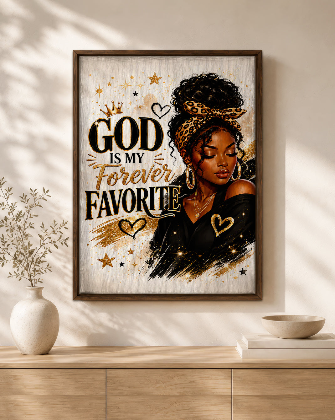 God Is My Forever Favorite Canvas Wall Art - Black Christian Home Decor
