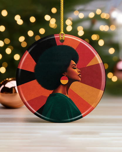 Black Queen Natural Hair Ornament - African American Christmas Keepsake