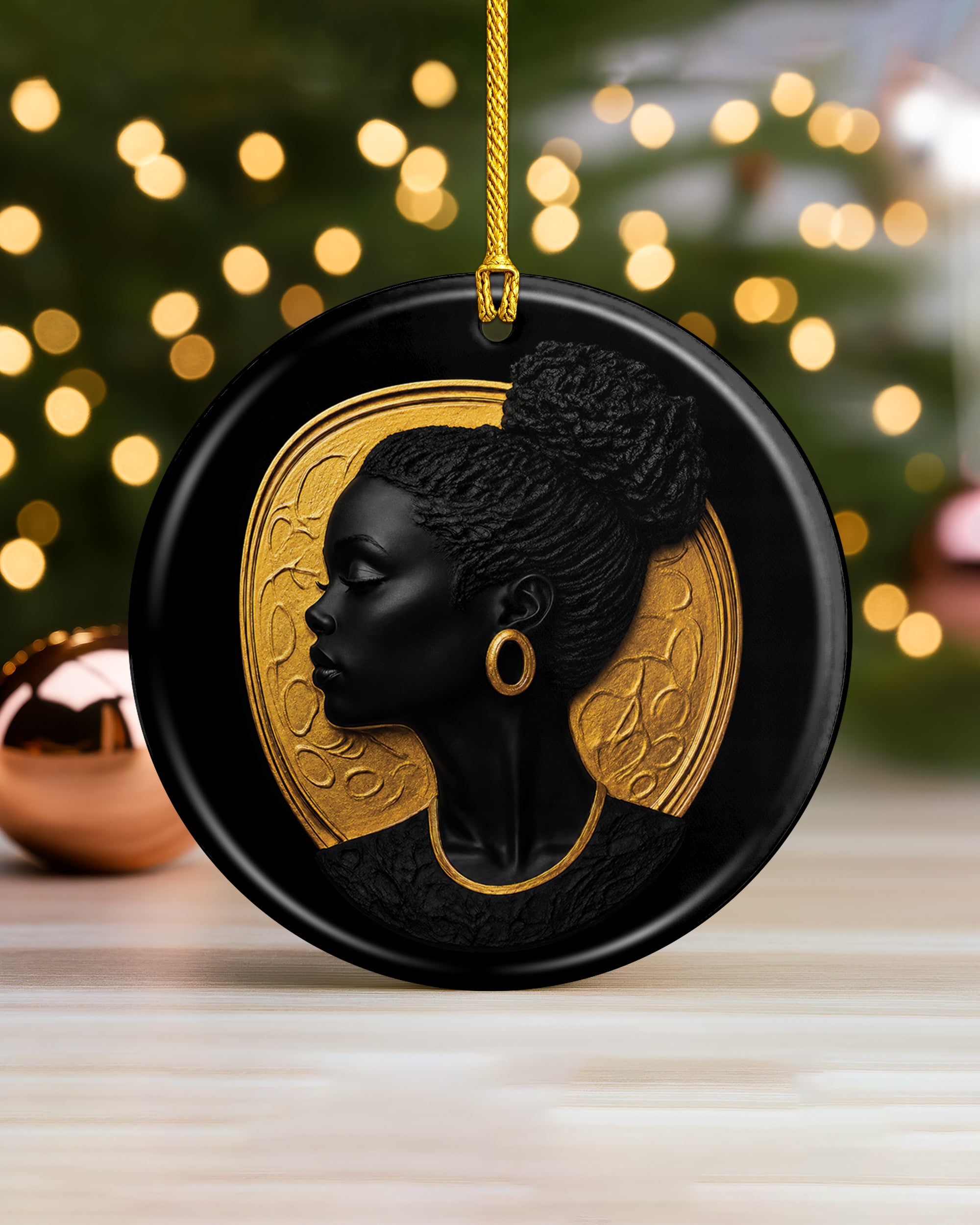 Black Queen Heritage Ornament - Black Woman Luxury Christmas Ornament