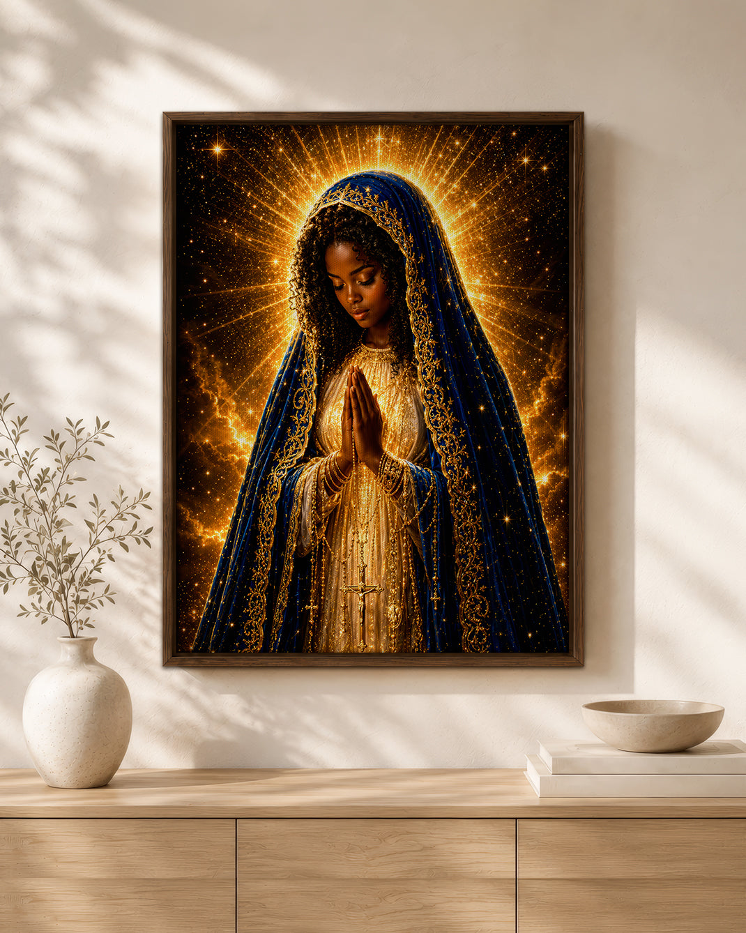 African American Virgin Mary Canvas - Black Christian Wall Art