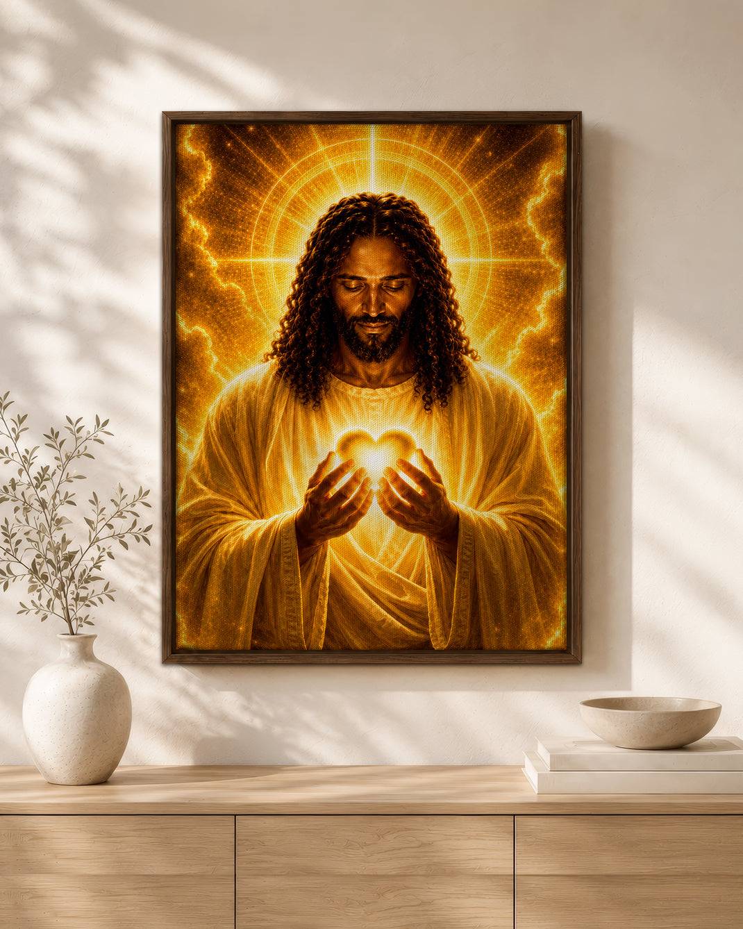 Black Jesus Canvas Wall Art - African American Christian Wall Decor