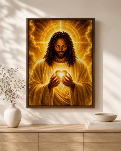 Black Jesus Canvas Wall Art - African American Christian Wall Decor