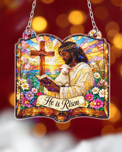 Black Jesus Good Shepherd Stained Easter Suncatcher