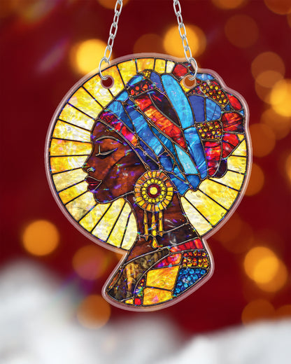 African American Queen Mosaic Suncatcher Window Art