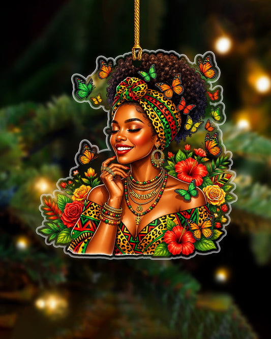 African Roots Ornament - Black Woman Cultural Holiday Keepsake