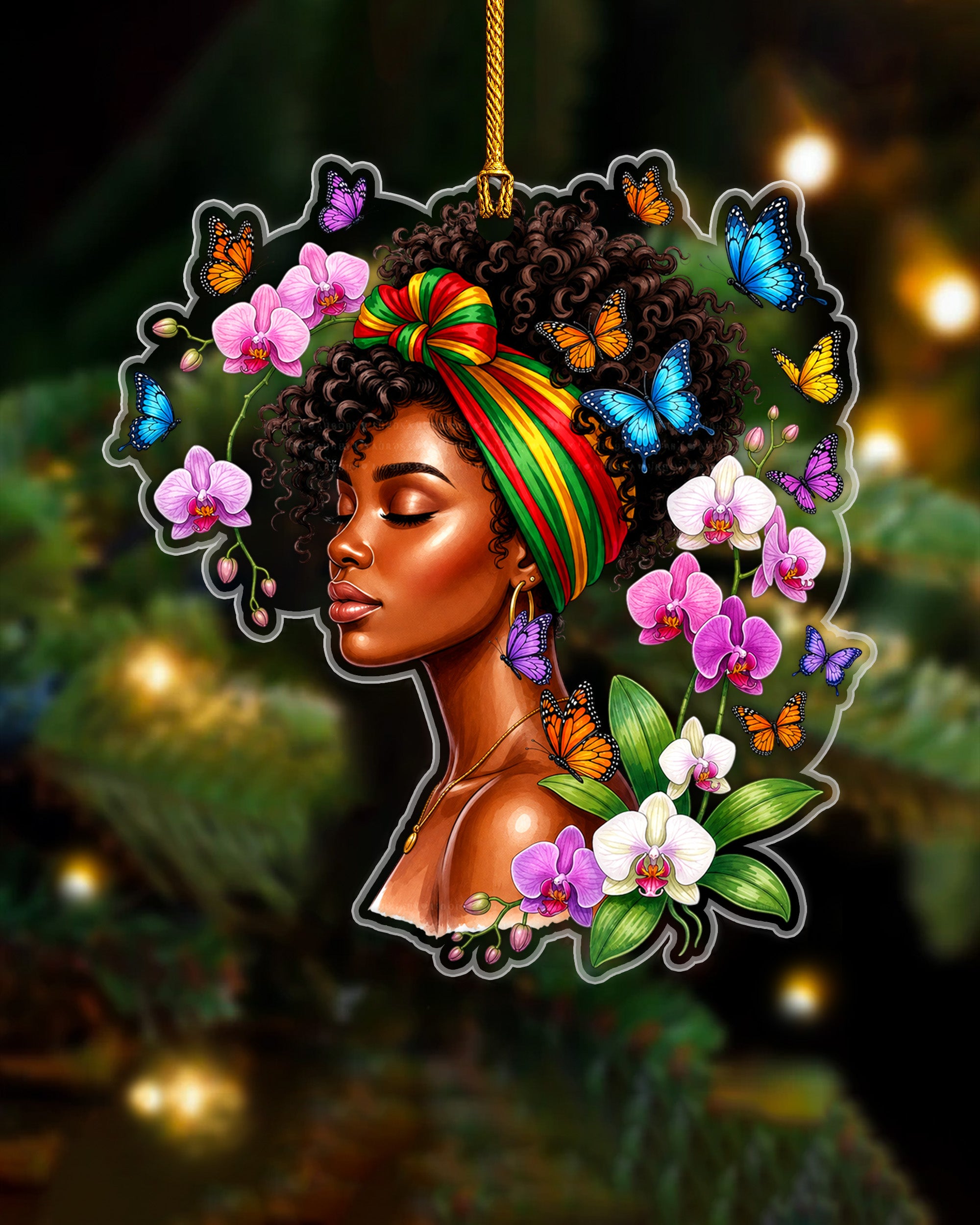 Black Beauty Ornament - Natural Hair Woman Christmas Tree Decoration