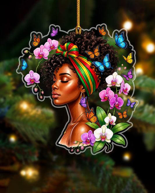 Black Beauty Ornament - Natural Hair Woman Christmas Tree Decoration