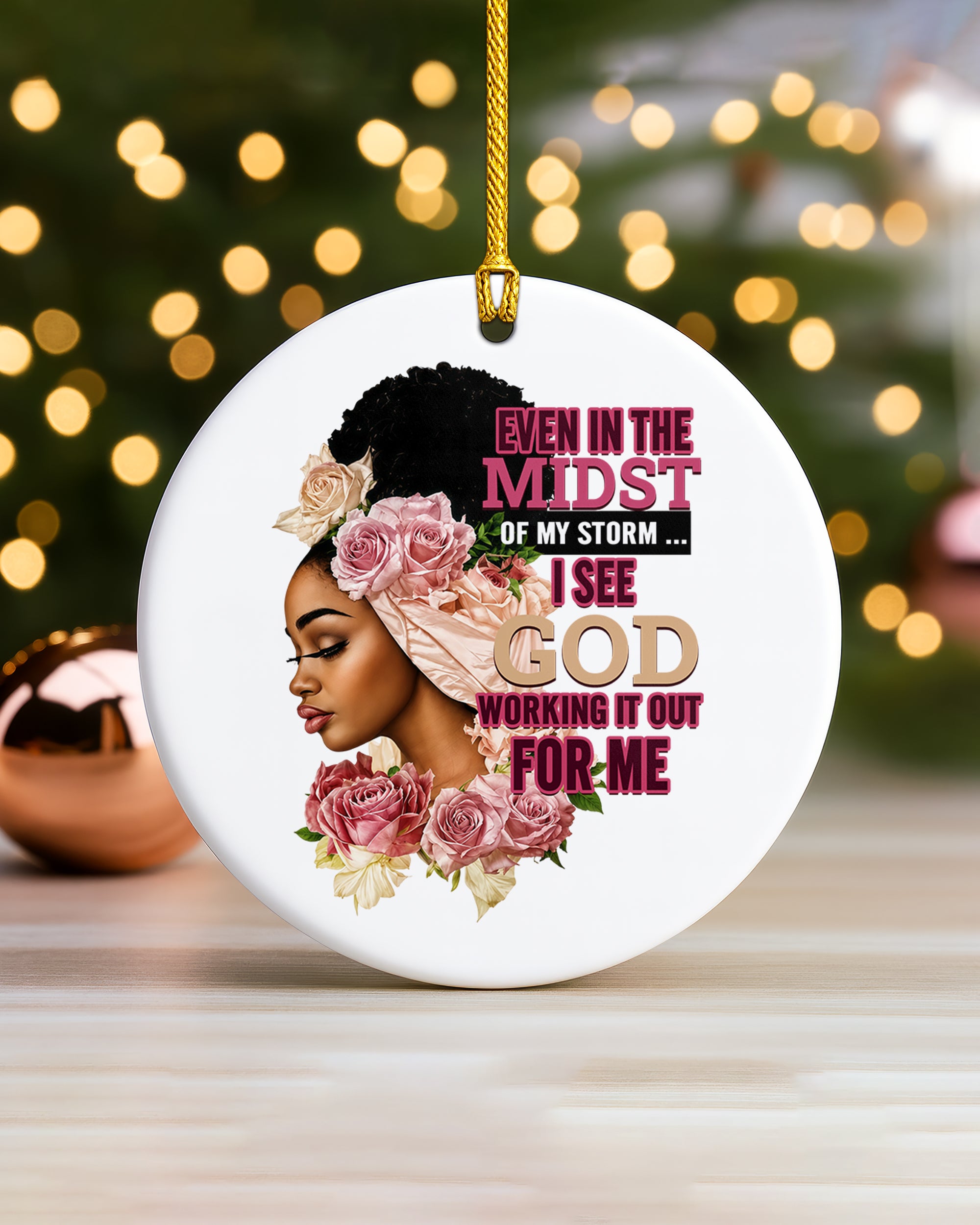 Black Woman God’s Promise Christmas Ornament, Faith & Grace Ceramic Ornament
