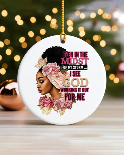 Black Woman God’s Promise Christmas Ornament, Faith & Grace Ceramic Ornament