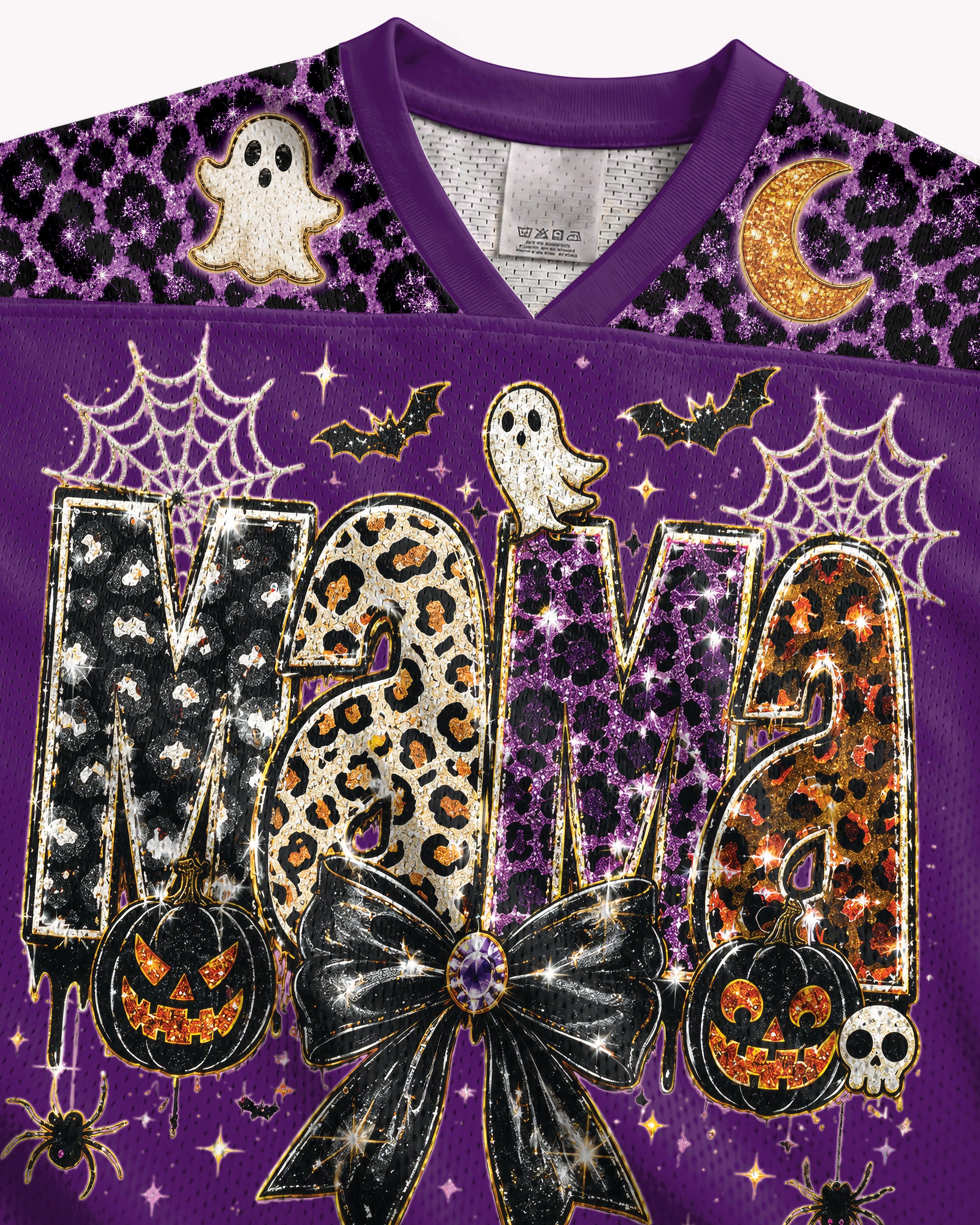 Black Culture Halloween MAMA Football Jersey – Purple Leopard Spooky Streetwear