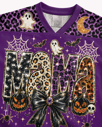 Black Culture Halloween MAMA Football Jersey – Purple Leopard Spooky Streetwear