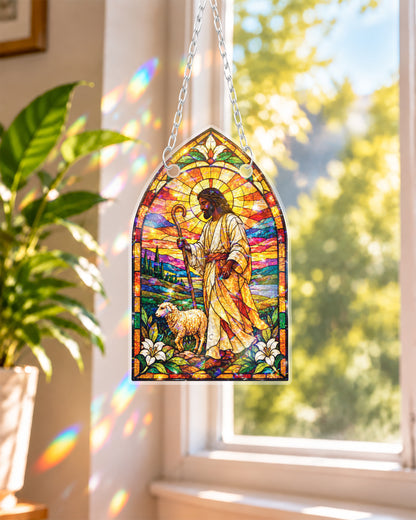 African American Good Shepherd Window Suncatcher