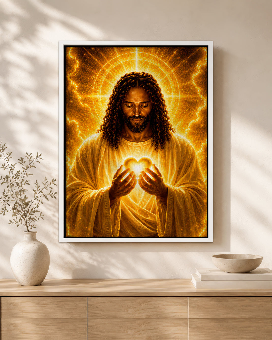 Black Jesus Canvas Wall Art - African American Christian Wall Decor