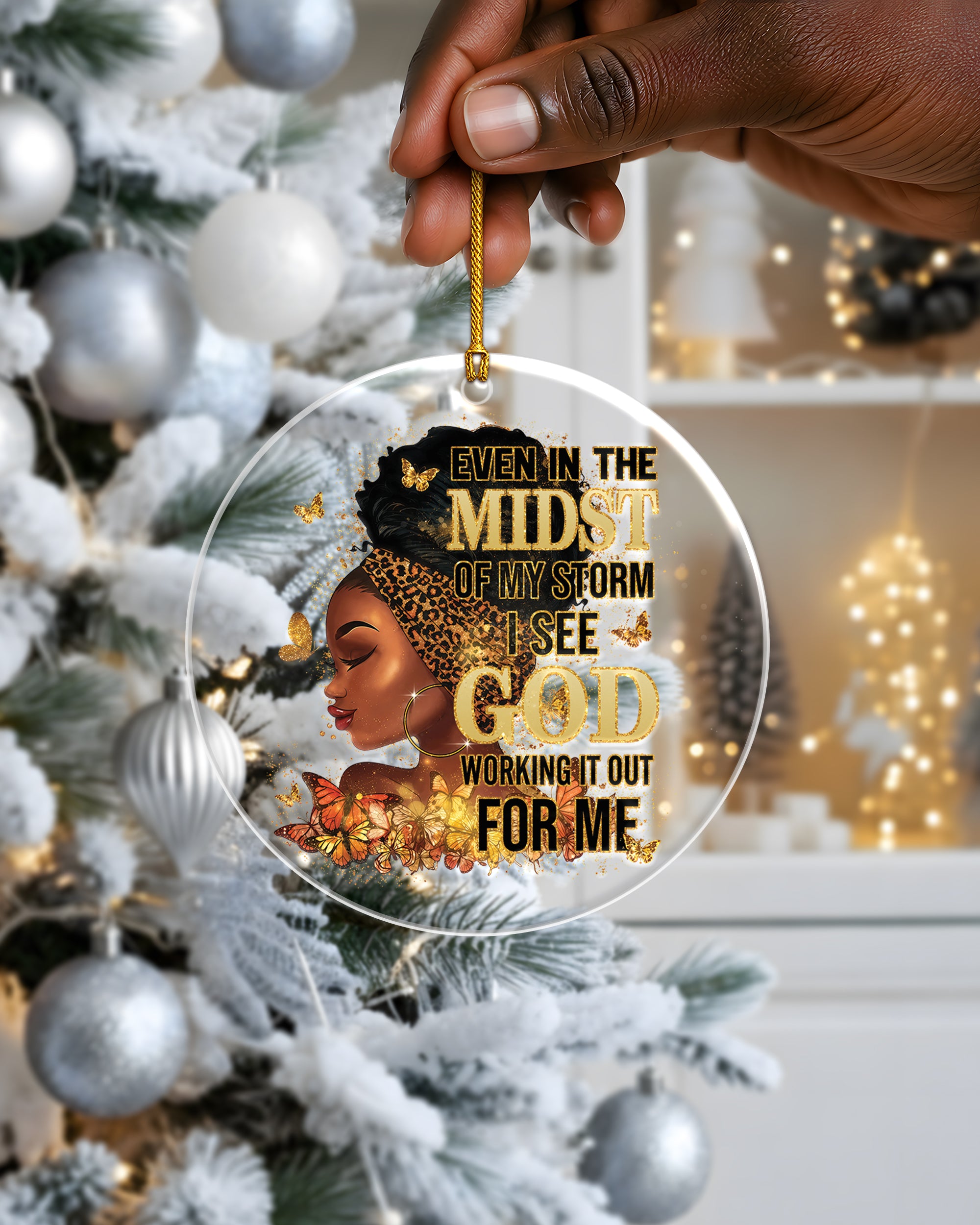 African American Faith Wisdom Quote Acrylic Ornament