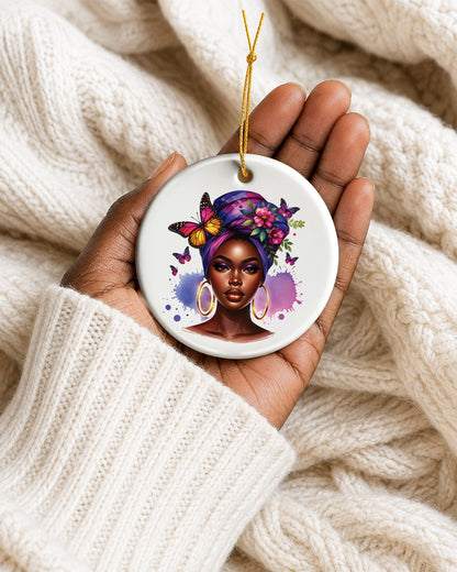 Black Queen Heritage Ornament - African American Woman Christmas Ornament