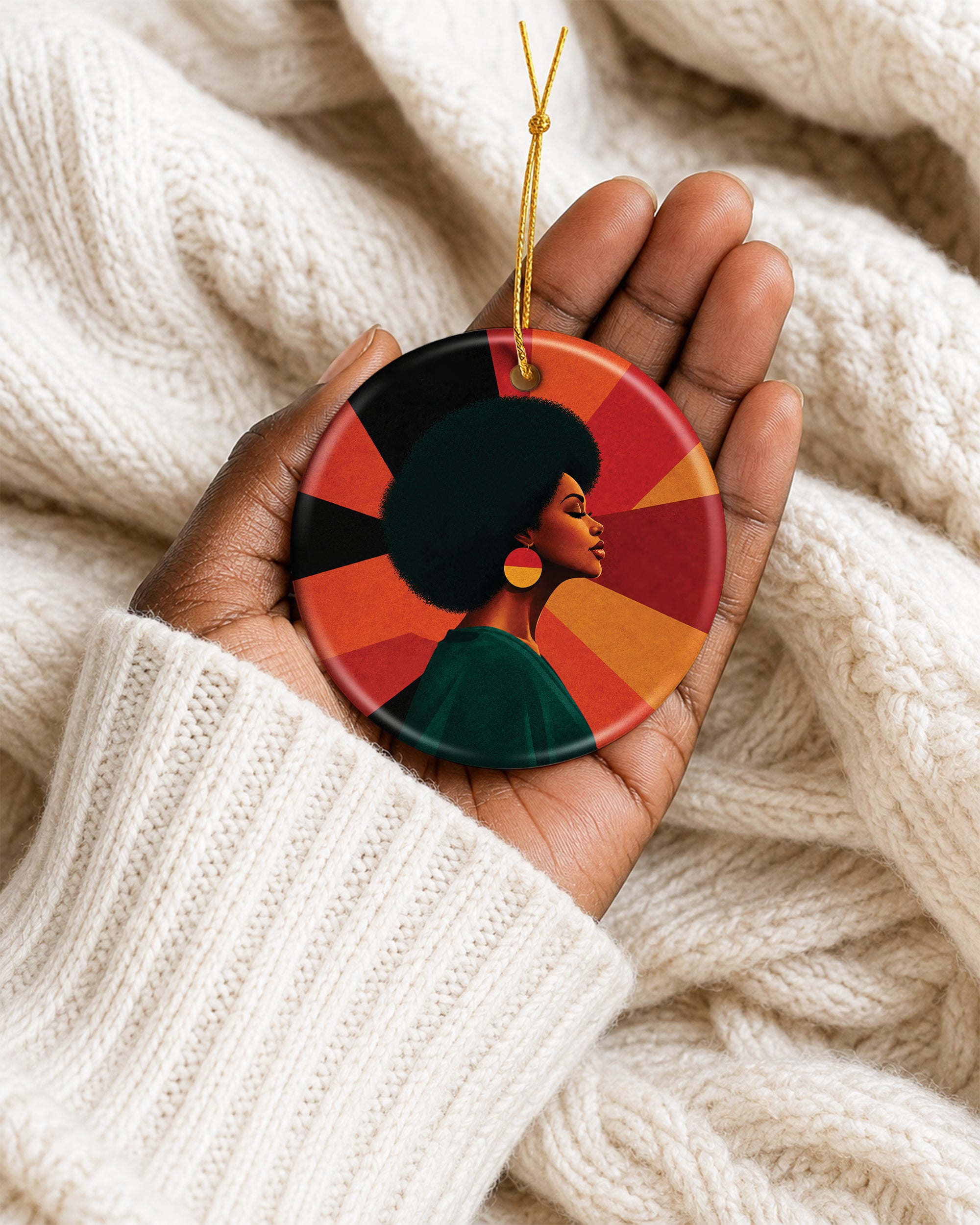 Black Queen Natural Hair Ornament - African American Christmas Keepsake