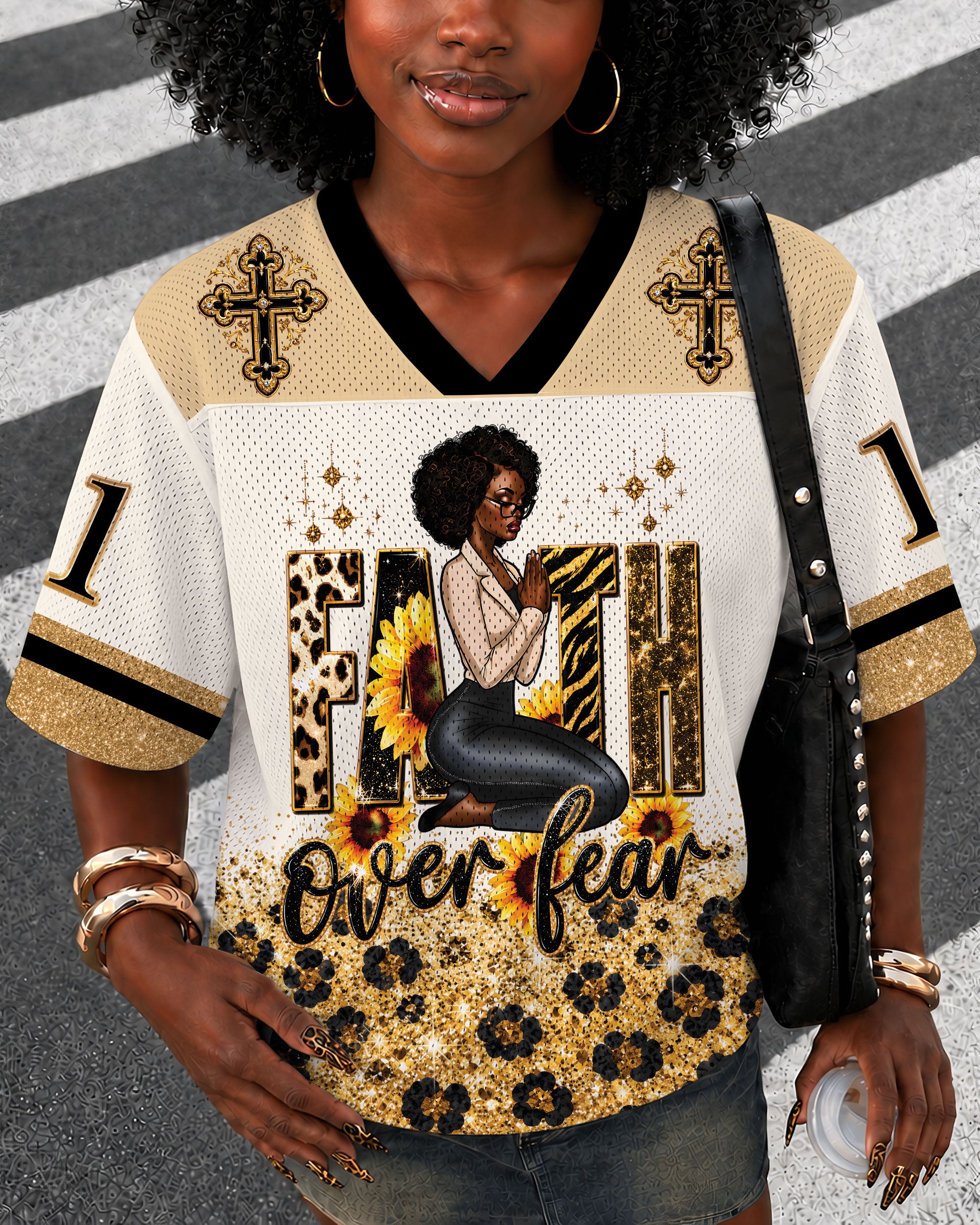Black Faith God Don’t Play About Me Football Jersey – Christian Streetwear