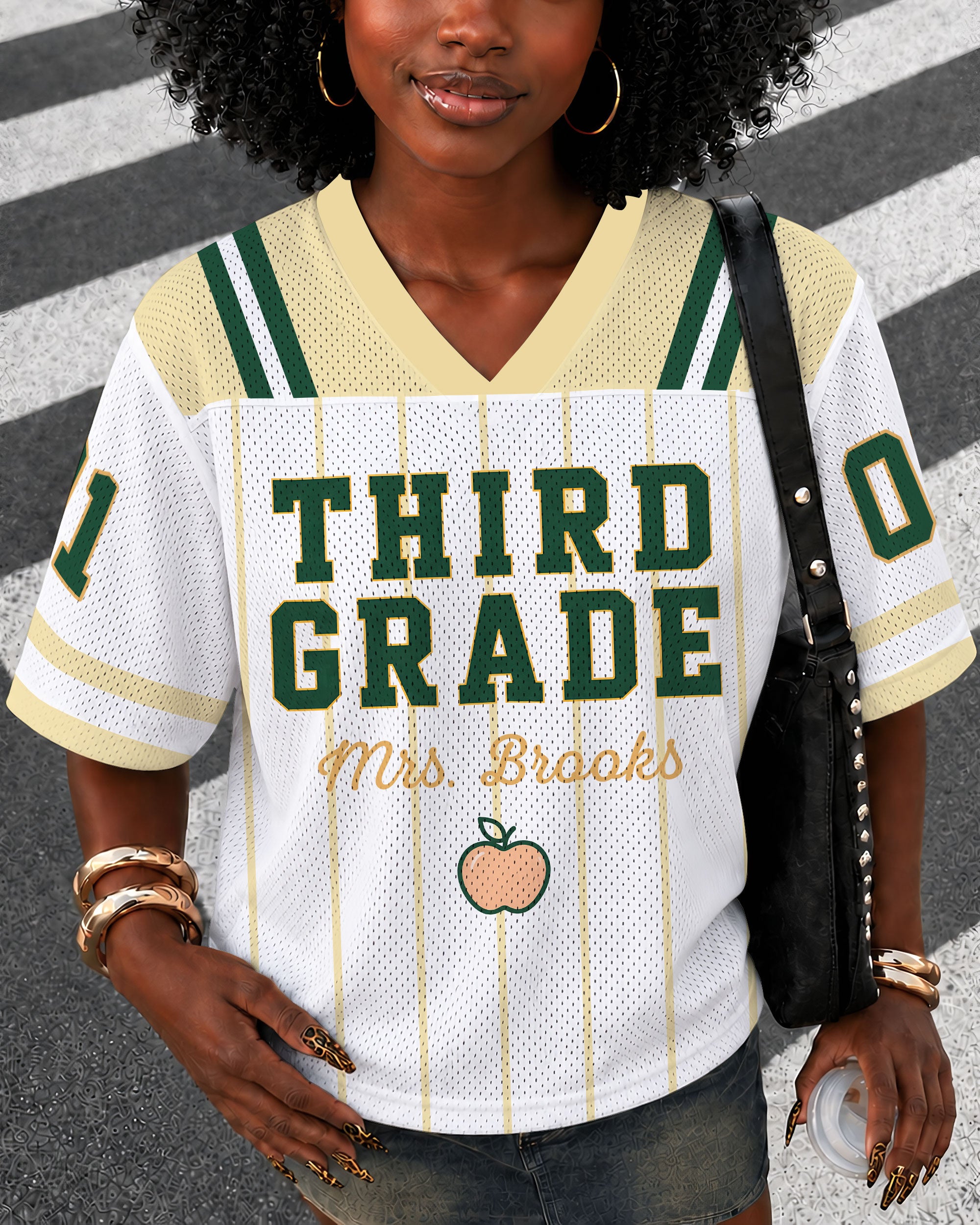 Black Woman Teacher Jersey – Vintage School Spirit Shirt