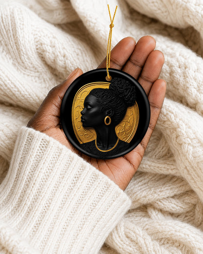 Black Queen Heritage Ornament - Black Woman Luxury Christmas Ornament