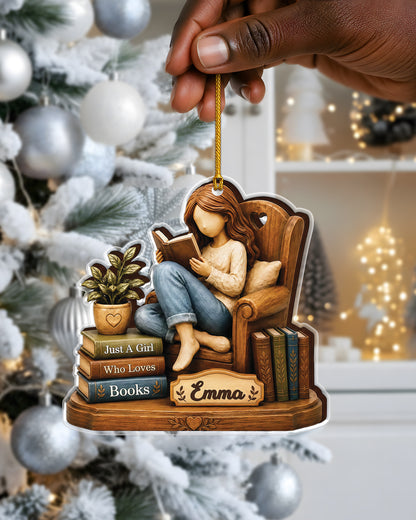 Personalized Black Woman Reading On Chair Acrylic Ornament