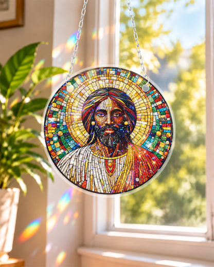 Black Jesus Stained Suncatcher Christian Window Decor