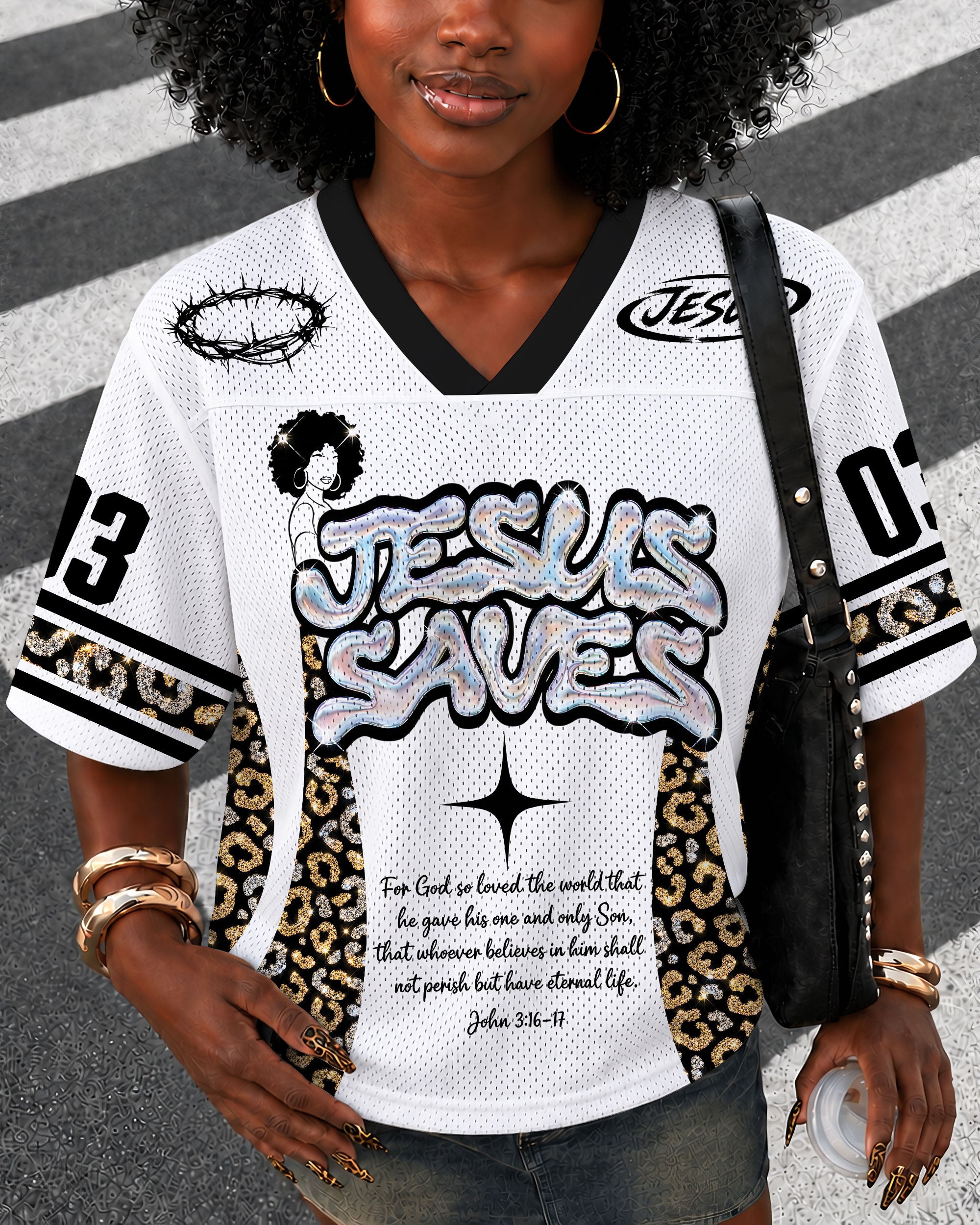 Jesus John 3:16 Faith Football Jersey – Black Heritage Christian Streetwear