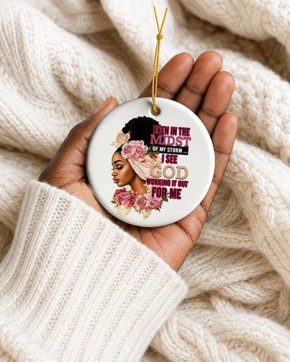Black Woman God’s Promise Christmas Ornament, Faith & Grace Ceramic Ornament
