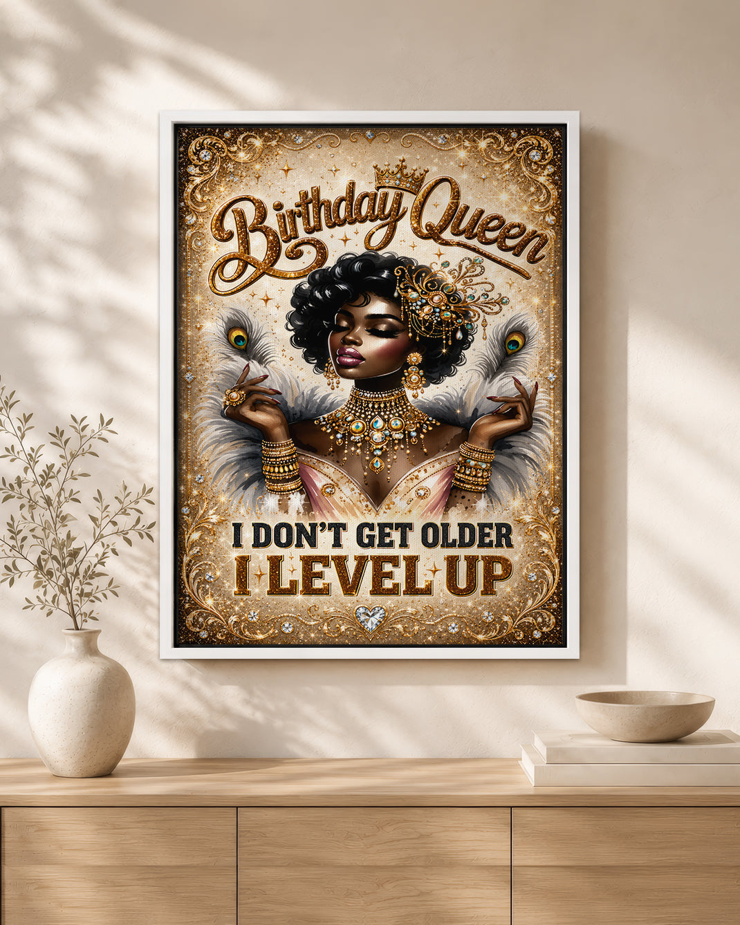 Royal Birthday Queen Canvas - Black Beauty Celebration Artwork
