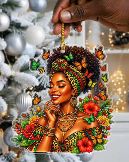 African Roots Ornament - Black Woman Cultural Holiday Keepsake