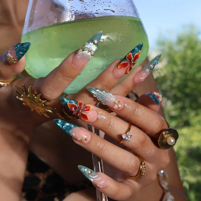 Emerald Tide Press On Nails