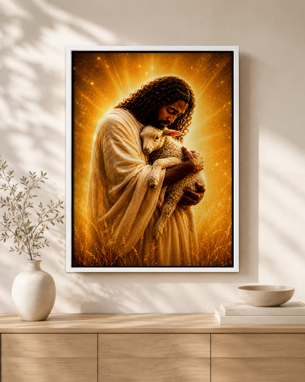 Black Jesus The Good Shepherd Canvas - African American Christian Wall Art