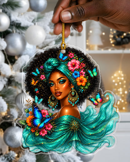 Black Queen Butterfly Ornament - African American Christmas Tree Decoration