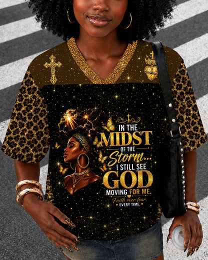 Black Woman Faith Jersey Shirt – In The Midst Of The Storm God