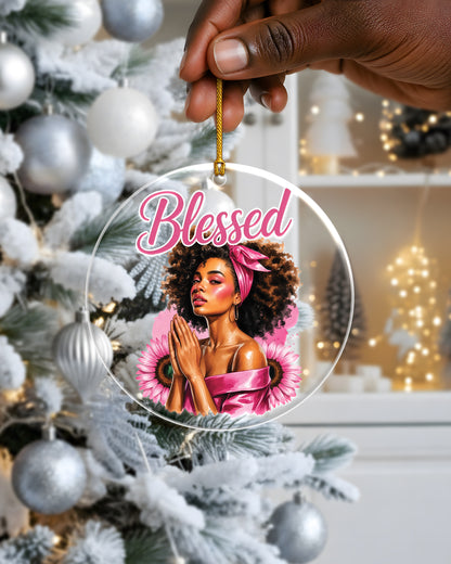 Blessed Black Woman Praying Acrylic Ornament