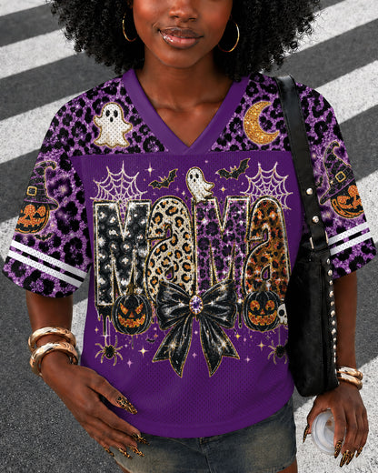 Black Culture Halloween MAMA Football Jersey – Purple Leopard Spooky Streetwear