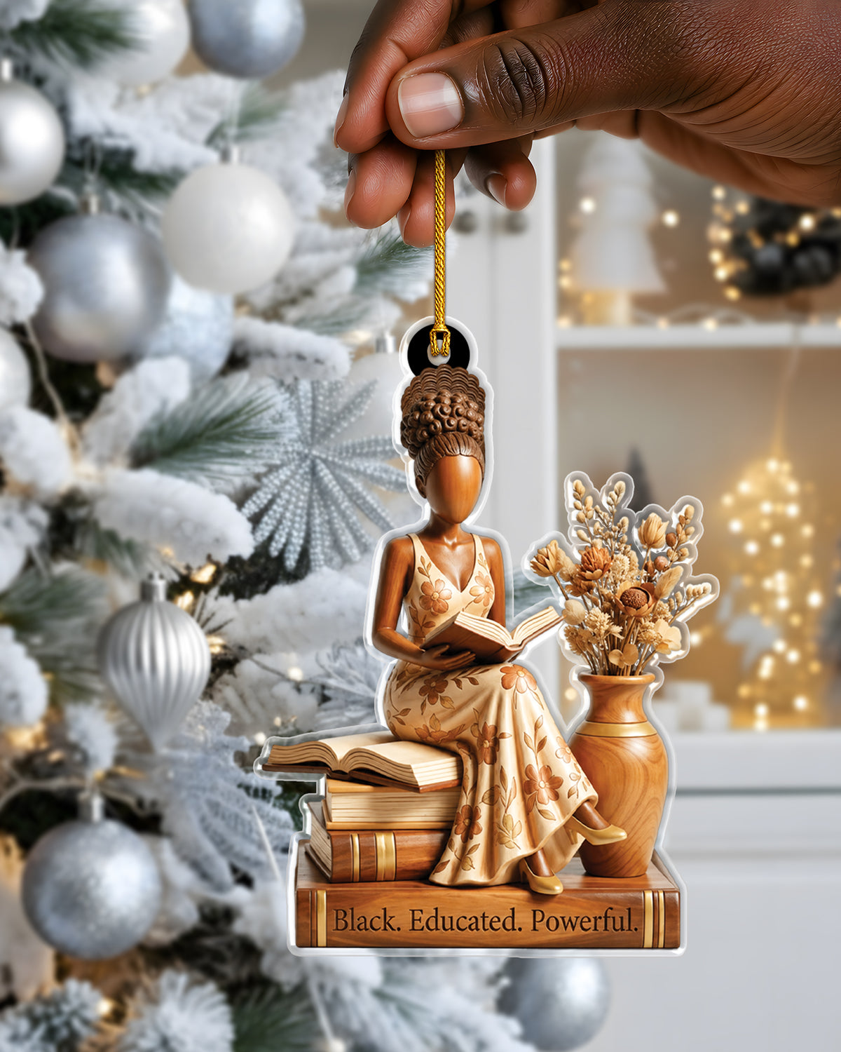 Black Educated Powerful Woman Reading Acrylic Ornament