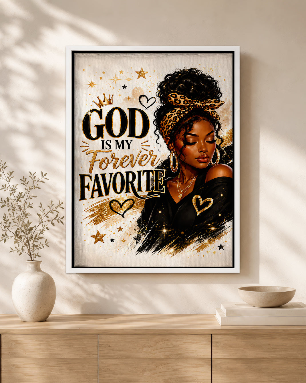 God Is My Forever Favorite Canvas Wall Art - Black Christian Home Decor