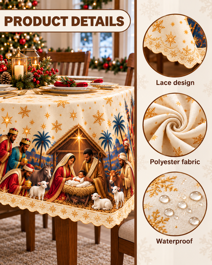 [Collection] Black Nativity Christmas Tablecloth – Jesus Birth Scene Decor
